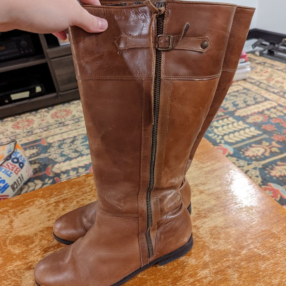 Brown Leather Wide Calf knee high boots sz 12W